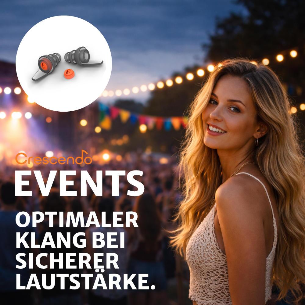 Crescendo Events Ohrstöpsel bieten optimalen Klang bei sicherer Lautstärke