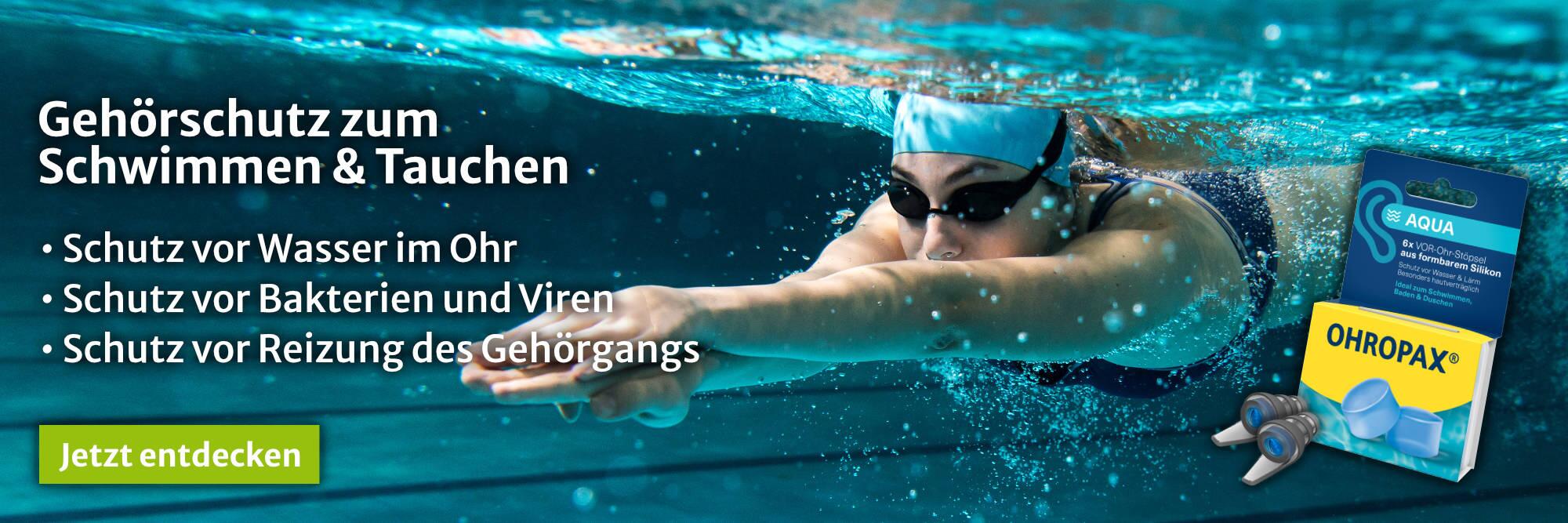 Gehörschutz zum Schwimmen und Tauchen bietet optimalen Schutz gegen Wasser