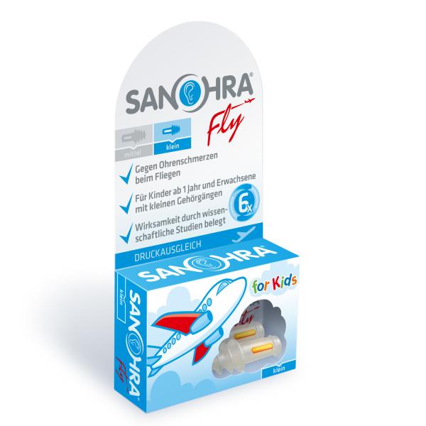 Sanohra Fly Gehörschutzstöpsel für Kinder, Ohrstöpsel zum Fliegen, mit Druckausgleich, wiederverwendbar, transparent, 1 Paar