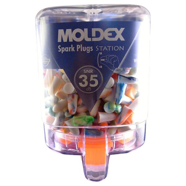 Moldex Spark Plugs 7825 Gehörschutzstöpsel, Ohrstöpsel für Arbeit & Hobby, bunt, 250 Paar, im Spender, SNR 35 dB