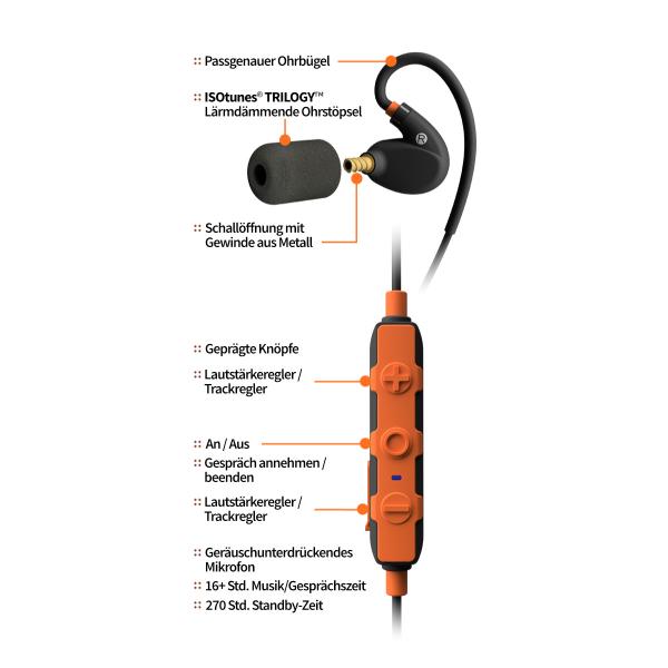 ISOtunes Pro 2.0 EN 352-2 Gehörschutzstöpsel, wiederverwendbare Ohrstöpsel mit Bluetooth, SNR 32 dB