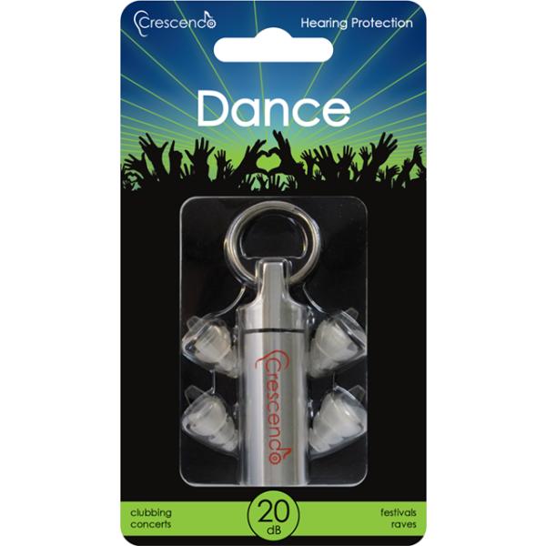 Crescendo Dance earplugs, earplugs for music, disco & clubs, reusable, 1 pair, SNR 19 dB