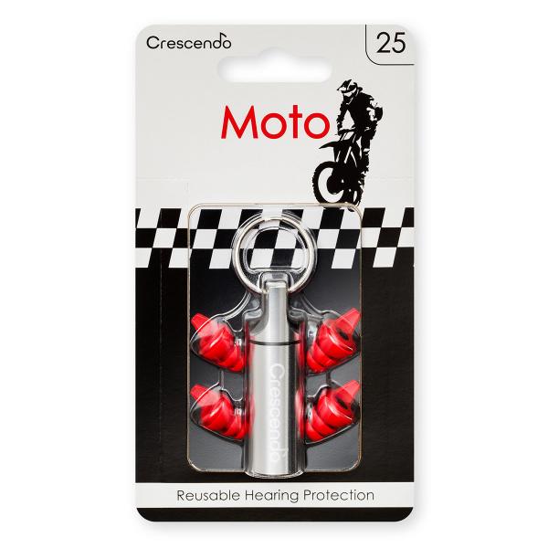 Crescendo Moto Gehörschutzstöpsel, Ohrstöpsel für Motorrad & Motorsport, wiederverwendbar, 1 Paar, SNR 24 dB
